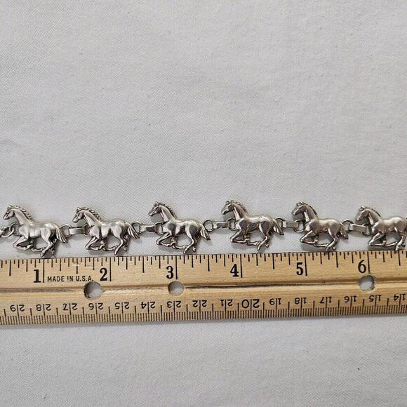 Beautiful Sterling Silver Carol Felley Horse Link Bracelet 7" 6 Horses. Vtg - Picture 2 of 9